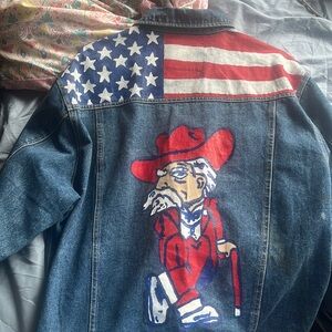 Hand painted ole miss rebel jeans jacket game day